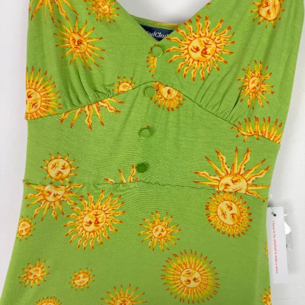 NWT Modcloth Seaside Vacay Slip Dress 90's Suns Lime Size Medium M NEW - Picture 5 of 11